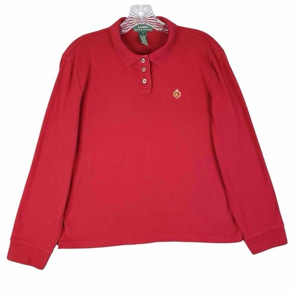 Polo Ralph Lauren LRL Sweater Pullover Henley Women’s Size Large L Red - Picture 2 of 7